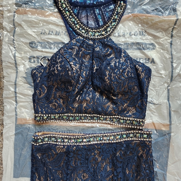 Two piece lace and studded dress - Picture 1 of 10